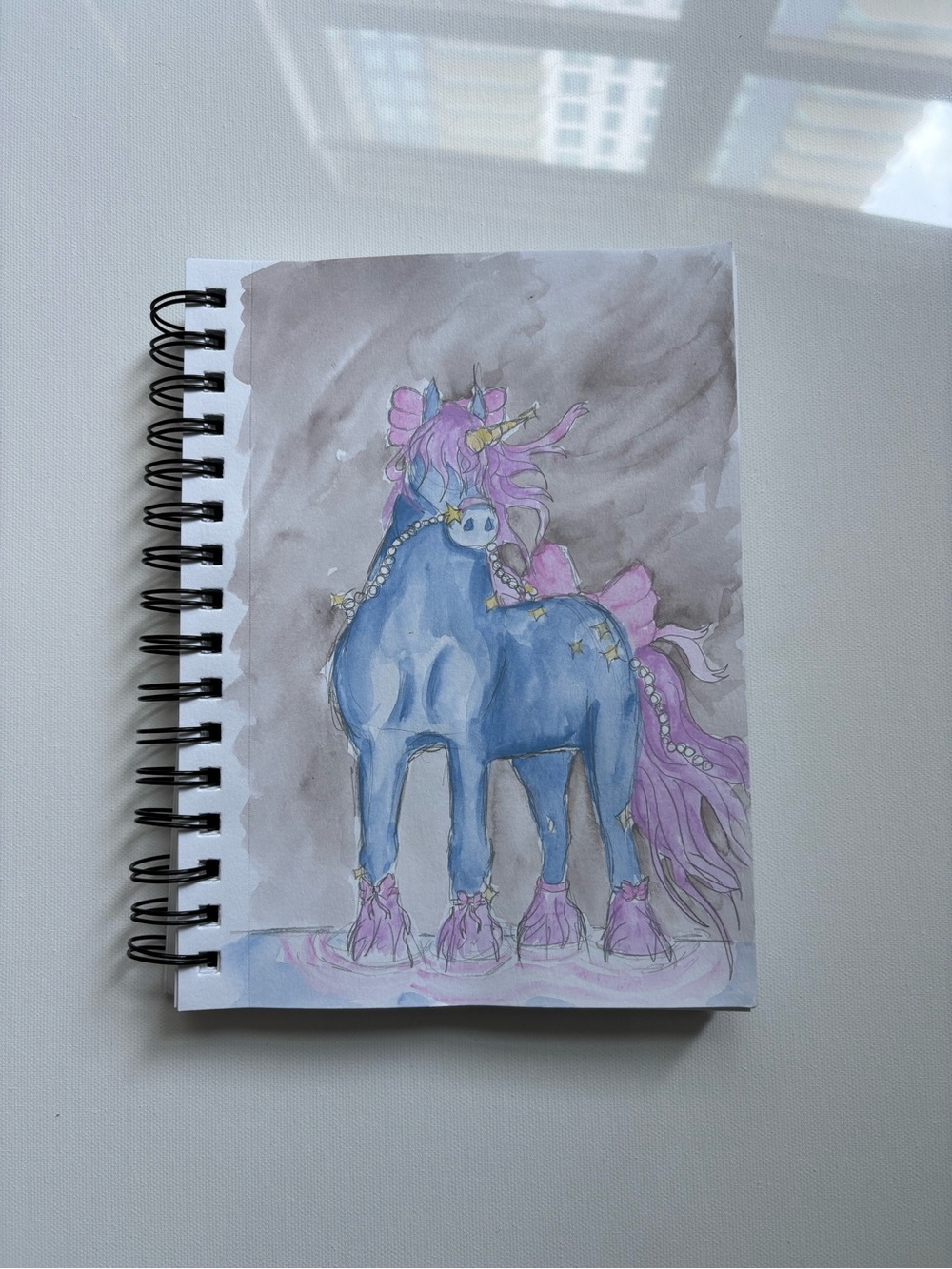 Original Artwork Watercolor Unicorn 8.5 x 11